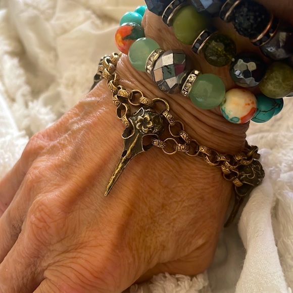 MADE TO ORDER: GOTHIC BIRD SKULL BRACELET or NECKLACE. (BRASS or CHROME)* - Picture 3 of 8